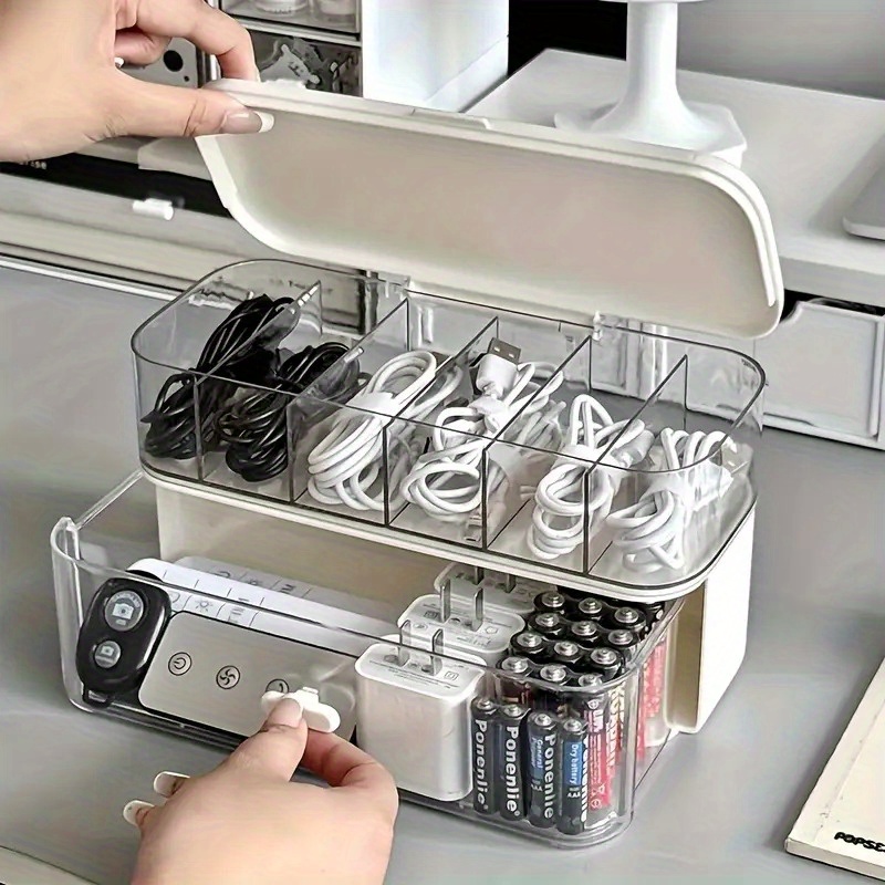 Desk Cable Organizer - Двухслойный прозрачный настольный органайзер для кабелей